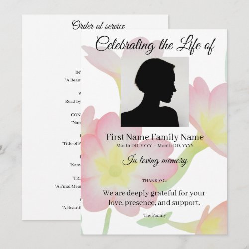 Primrose order of service invitation