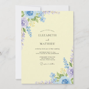 Primrose Periwinkle Petal Wedding Invitation