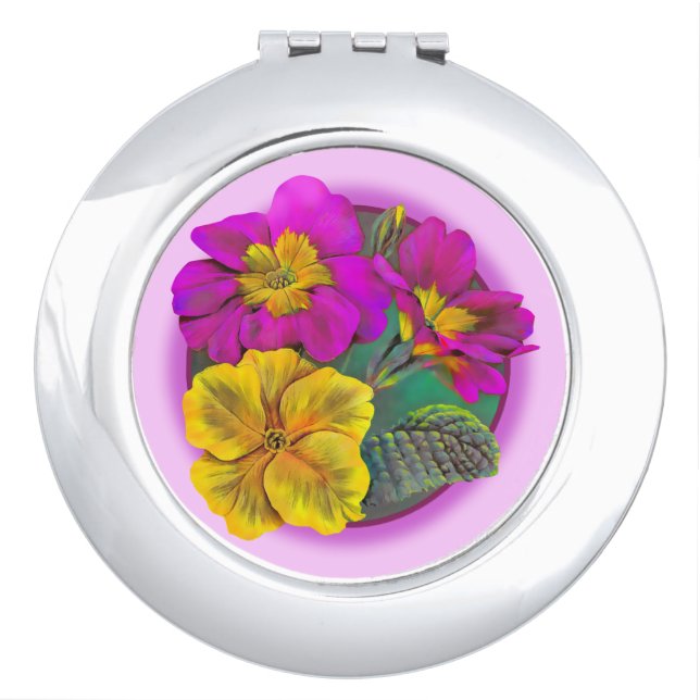 Primrose pink and yellow fine art painting mirror (Front)