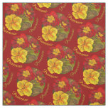 Primrose red spring botanical watercolor fabric