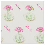 Primrose watercolor botanical art name fabric
