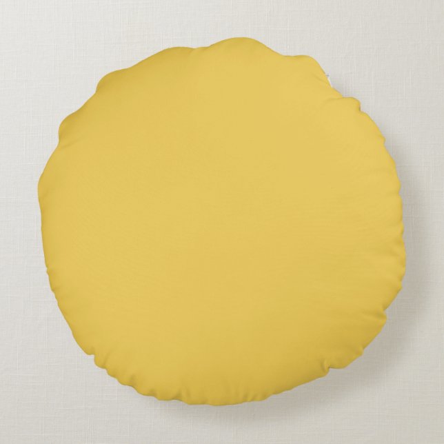 Primrose Yellow Solid Color Round Pillow (Back)
