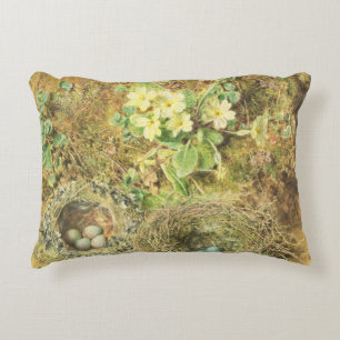 Primroses and Birds' Nests Decorative Pillow