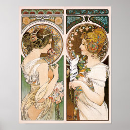 Primroses and Feather, Mucha Poster