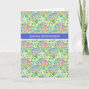 Primroses Birthday Card, French Greeting Card