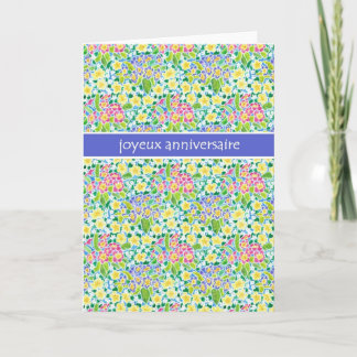 Primroses Birthday Card, French Greeting Card