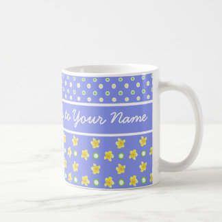 Primroses Coffee Mug: Personalize: Blue Polka Dots Coffee Mug