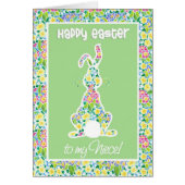Primroses Cute Bunny Rabbit Easter Card for Niece (Front)