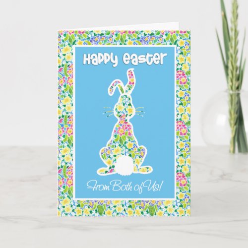 Primroses Cute Bunny Rabbit Easter From Both of Us Holiday Card