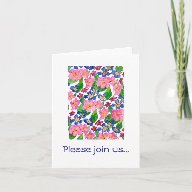 Primroses Invitation Notecard (Front)