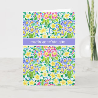 Primroses Mother's Day Card, Turkish Greeting Card