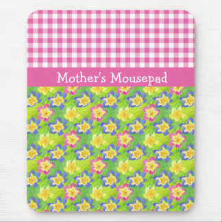 Primroses Mousepad to Personalize: Pink Gingham