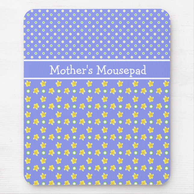 Primroses Mousepad to Personalize Polka Dots, Blue (Front)