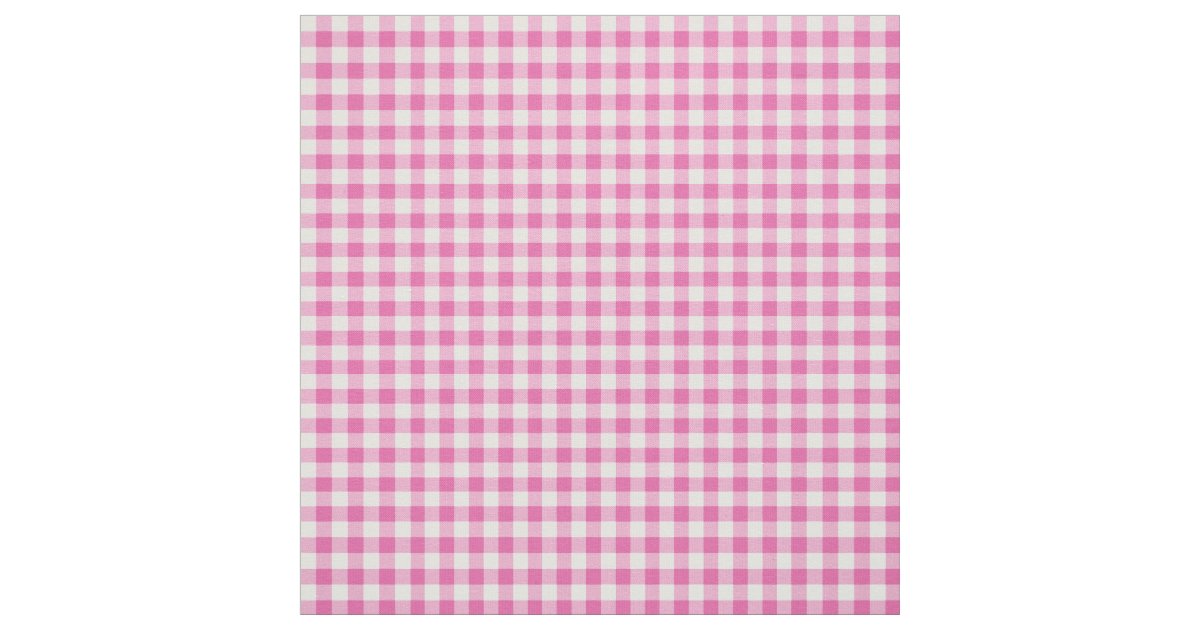 Primroses Pink and White Check Gingham Pattern Fabric | Zazzle