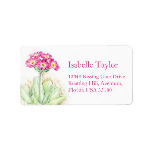 Primula pink flower wedding reply address label