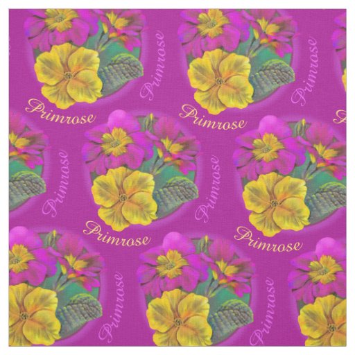 Primula spring botanical watercolor fabric