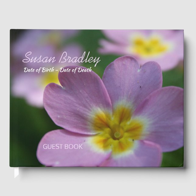 Primula Spring Flowers 1 personalized Memorial GB Guest Book (Front)