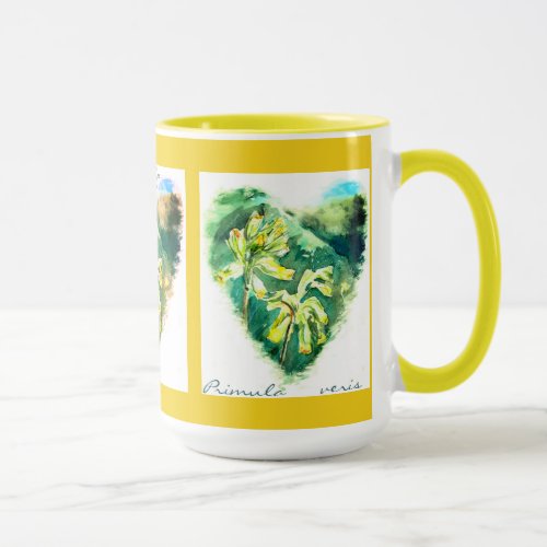 Primula veris Green Heart Cowslip Mug