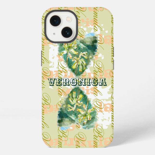 Primula Veris Sand Timer Hearts Name Iphone Case (Back)