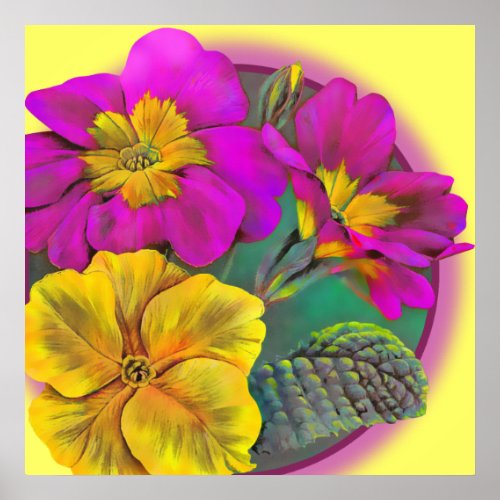 Primula yellow fine art botanical poster print