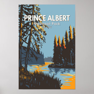 Prince Albert National Park Canada Travel Vintage Poster