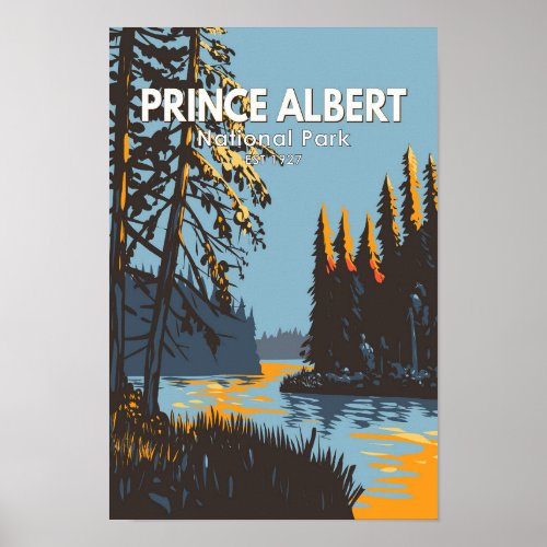 Prince Albert National Park Canada Travel Vintage Poster