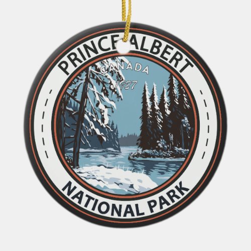 Prince Albert National Park Canada Winter Badge Ceramic Ornament