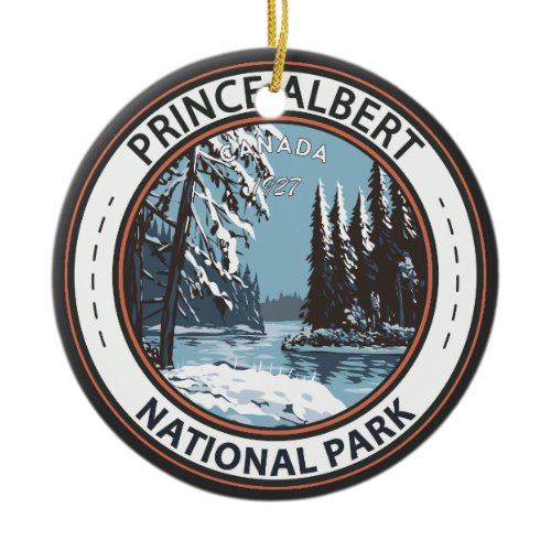 Prince Albert National Park Canada Winter Badge Ceramic Ornament