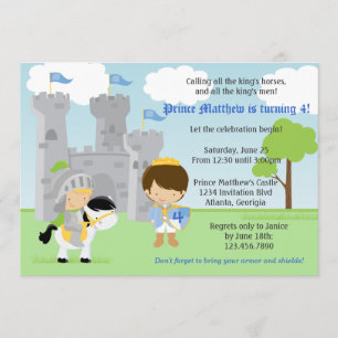 Prince and Knight Kids Birthday Party Invitation