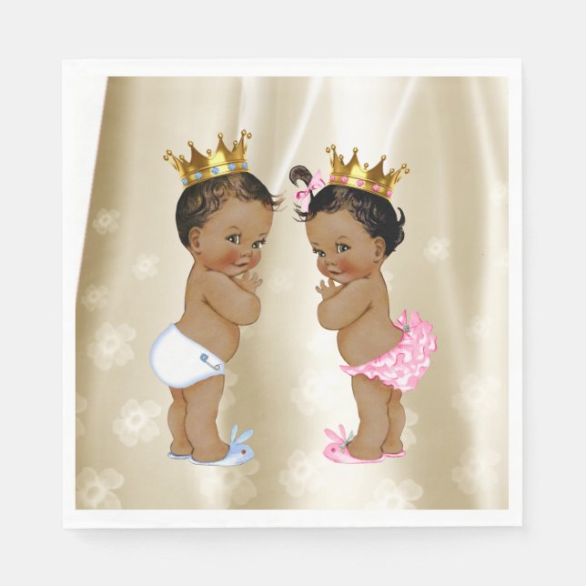Prince and Princess Baby Shower Paper Napkins (Front)