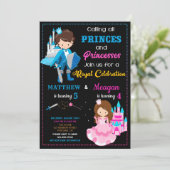 Prince and Princess birthday invitation Dual party (Standing Front)