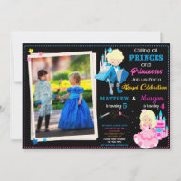 Prince and Princess birthday invitation with photo