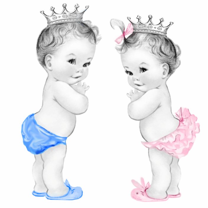 Prince And Princess Boy And Girl Twin Baby Shower Cutout Zazzle Com