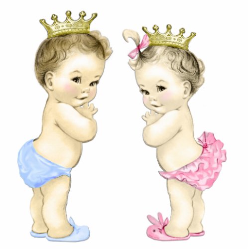 Prince and Princess Boy and Girl Twin Baby Shower Cutout