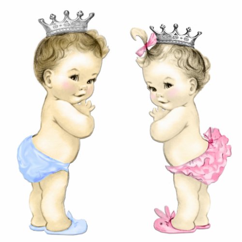 Prince and Princess Boy and Girl Twin Baby Shower Cutout