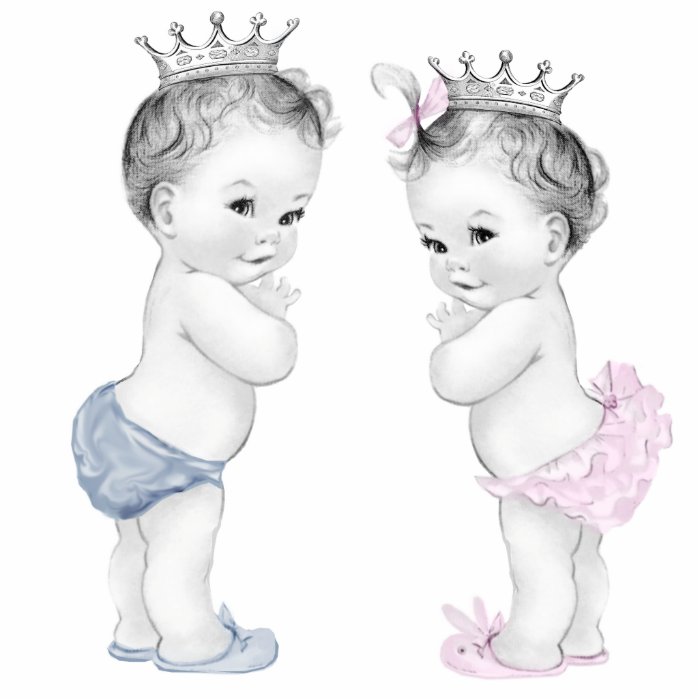 Prince and Princess Boy and Girl Twin Baby Shower Photo Cutout