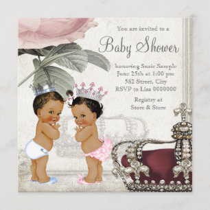 Prince and Princess Ethnic Twin Baby Shower Invitation