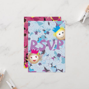 prince and princess in fairytale, floral flower invitation