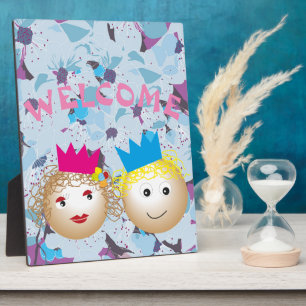 prince and princess in fairytale, floral flower plaque