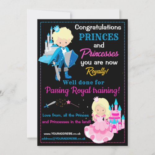 Prince and Princess royal training certificate Invitation