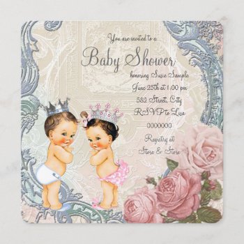 Prince And Princess Twin Baby Shower Invitation by The_Vintage_Boutique at Zazzle