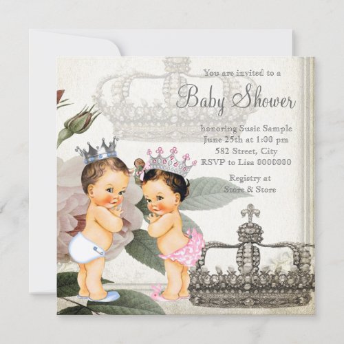 Prince and Princess Twin Baby Shower Invitation