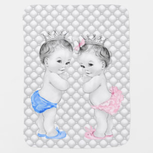 Prince and Princess Twin Baby Stroller Blanket