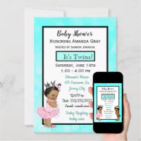 Prince and Princess Twins Baby Shower Invitation