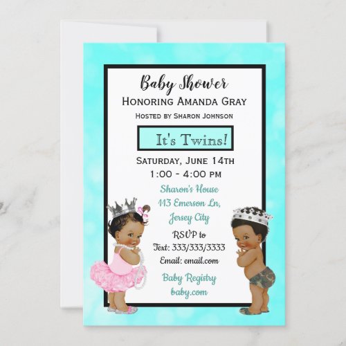 Prince and Princess Twins Baby Shower Invitation