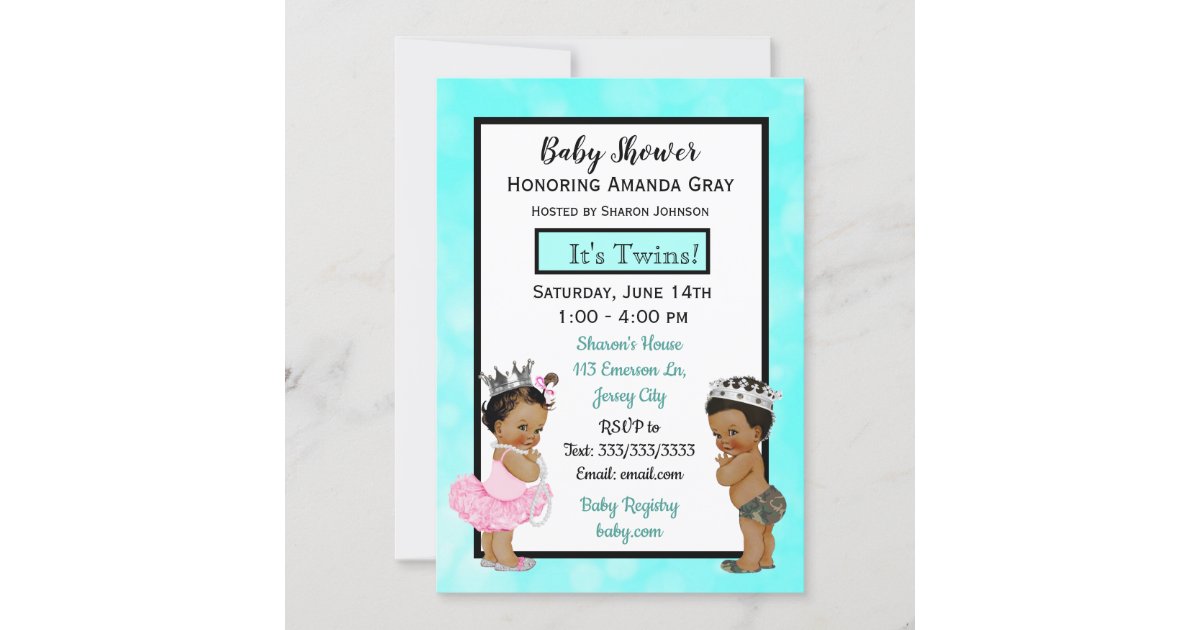 Prince and Princess Twins Baby Shower Invitation