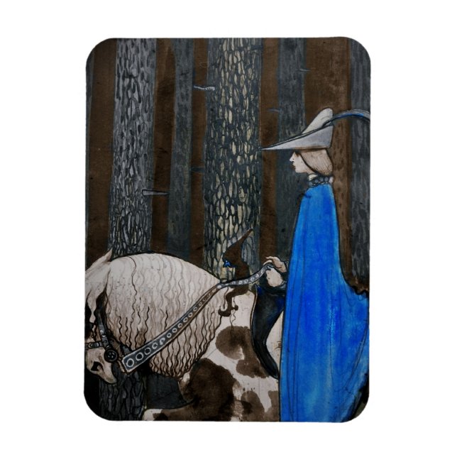 Prince and Tomten Ride Through the Woods Magnet (Vertical)