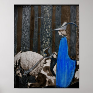 Prince and Tomten Ride Through the Woods Poster