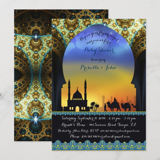 Prince Arabian Night Baby Shower Invitation (Front/Back)