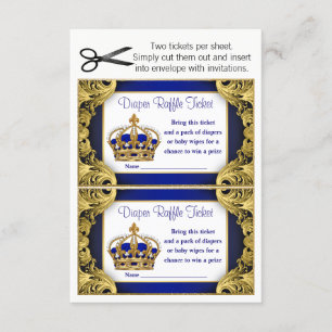 Prince Baby Boy Diaper Raffle Tickets Invitation
